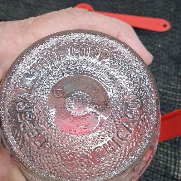 Vintage Hazel Atlas bowl, Anchor Hocking salt & pepper, & Federal syrup pitcher - Picture 5 of 12